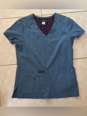 Koi Basic Denim Blue V-Neck Scrub Top